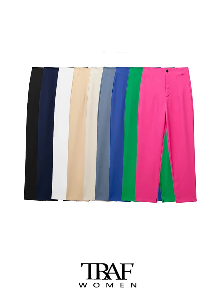 

Брюки женские прямые с завышенной талией, на молнии