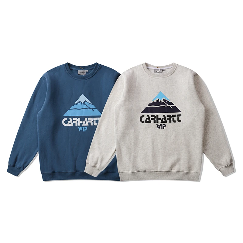 

Carhartt Wip Snow Mountain Letter Printing Cassic Plush Loose Round Neck Men's Women's Fashion Long Sleeve Sweatshirt