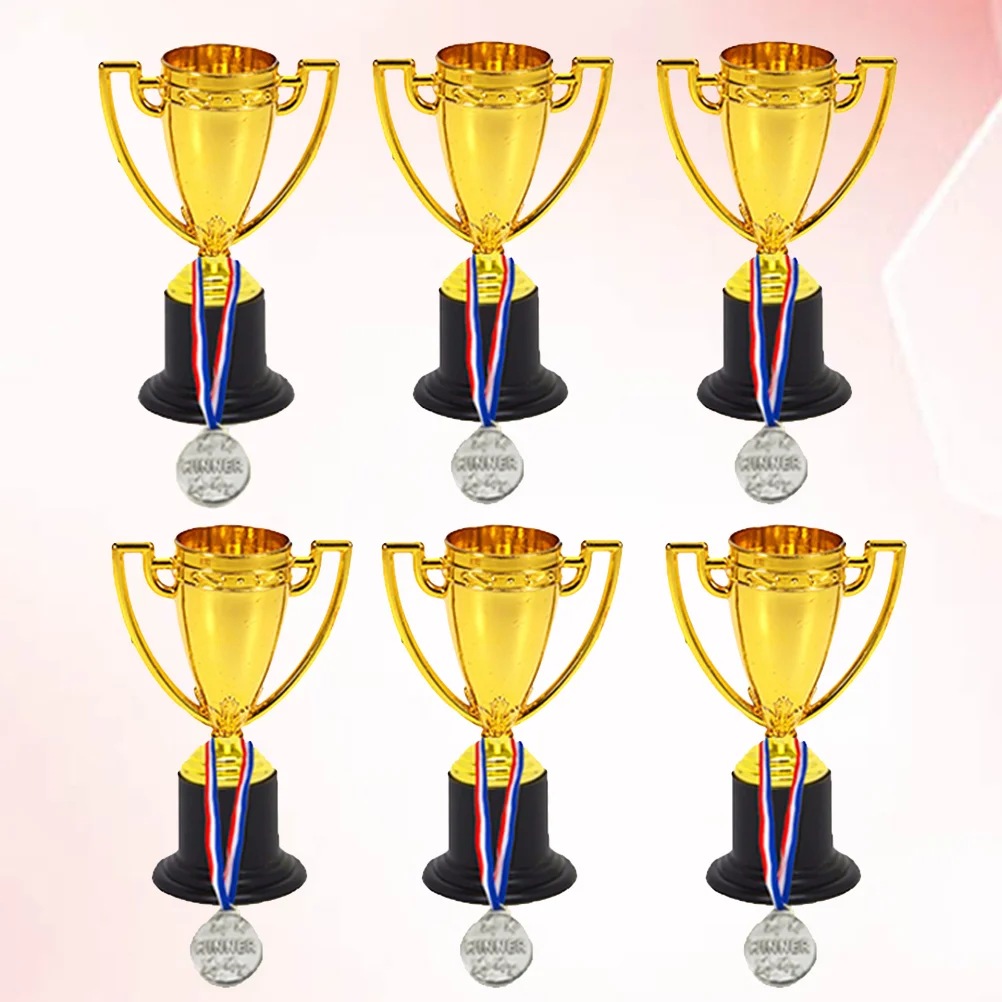 

12 Pcs Soccer Trophy Mini Prizes Competition Award Medals Ceremony Gold Cups First Place Tournament