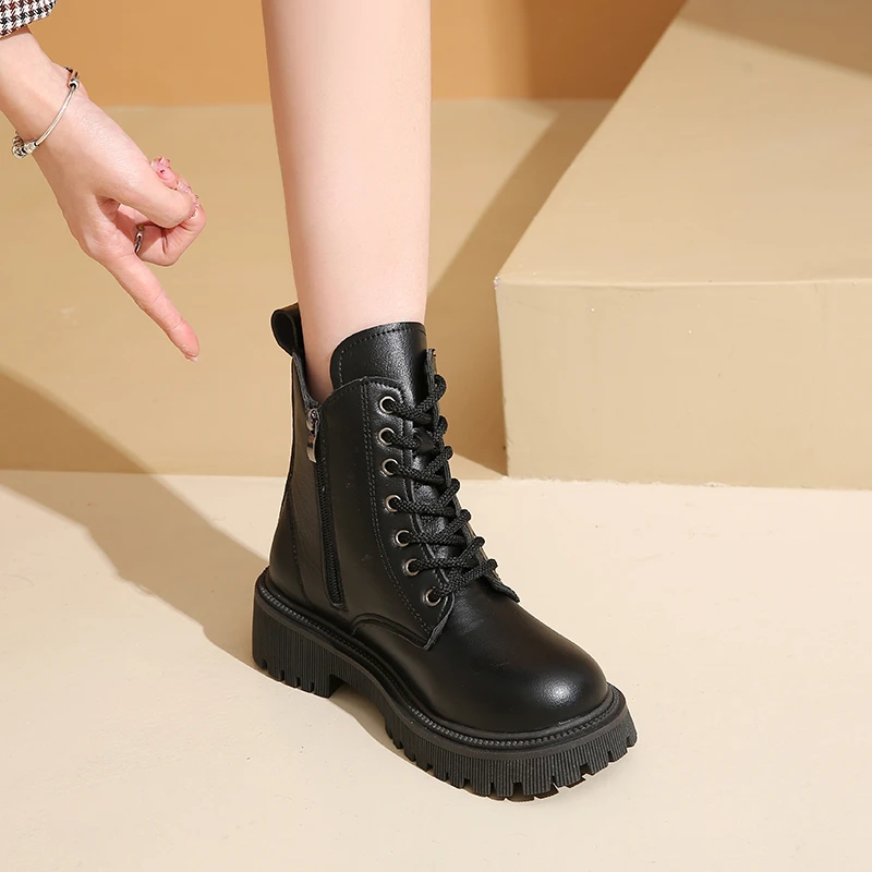 2024 качественные ботинки на платформе зимние теплые женские модная обувь круглом