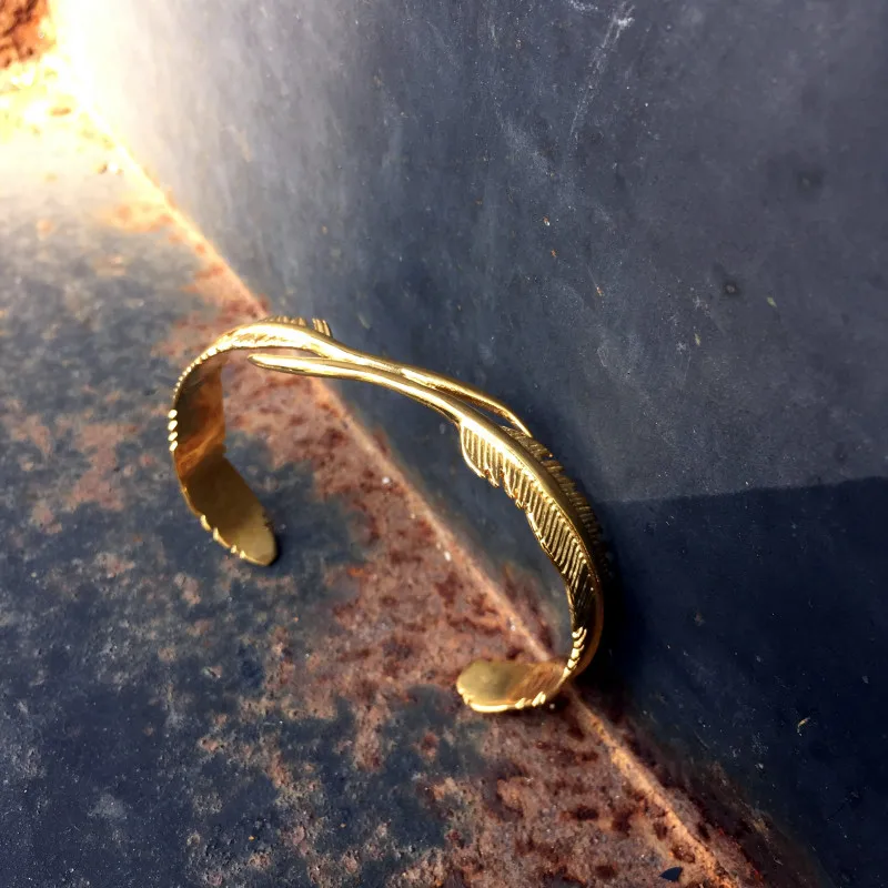 

Mcllroy, браслет из титановой стали, женский браслет, ювелирные изделия в стиле панк 2016, новый бренд, открытое золото с перьями