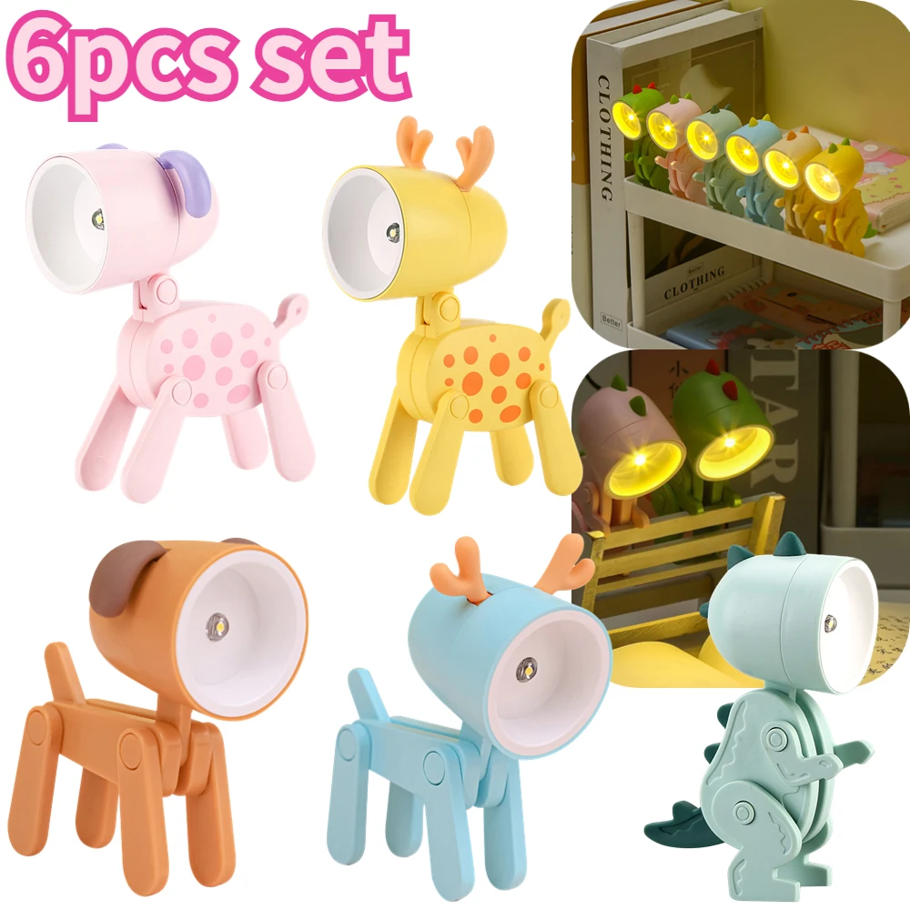

6Pcs Kawaii Mini Led Desk Lamp Cute Book Night Light for Bedroom Study Office Reading Eye Protection Small Table Lamp
