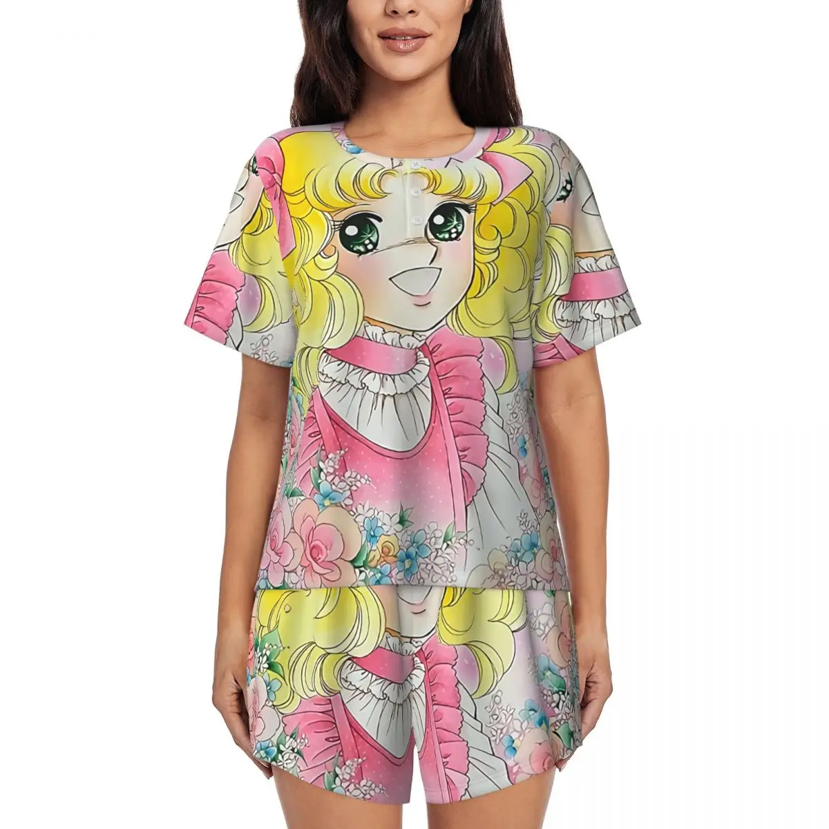 Женский пижамный комплект конфетных цветов с принтом на заказ Аниме Манга наборы