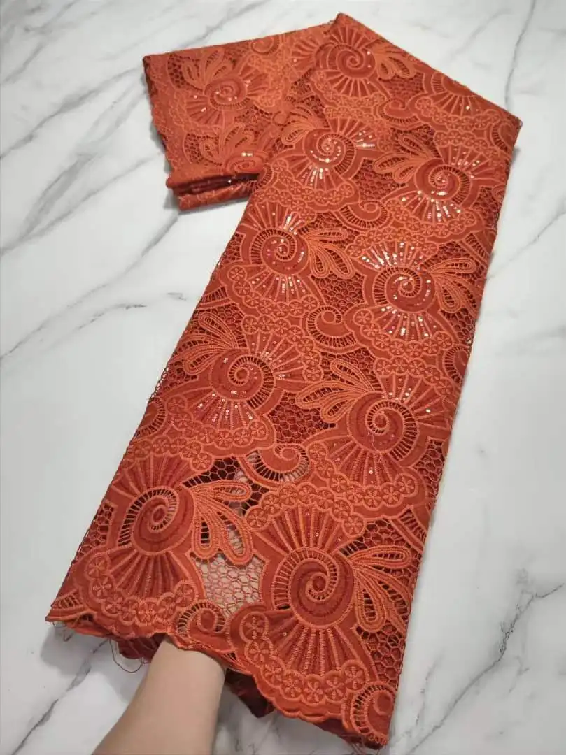 Африканская хлопчатобумажная кружевная ткань модная нигерийская швейцарская 2022