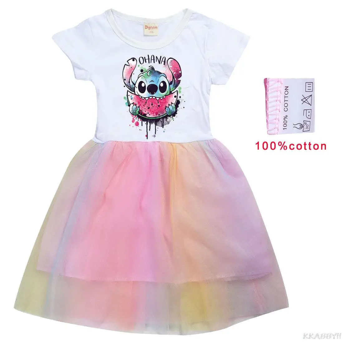 Детское плиссированное платье принцессы с принтом из мультфильма