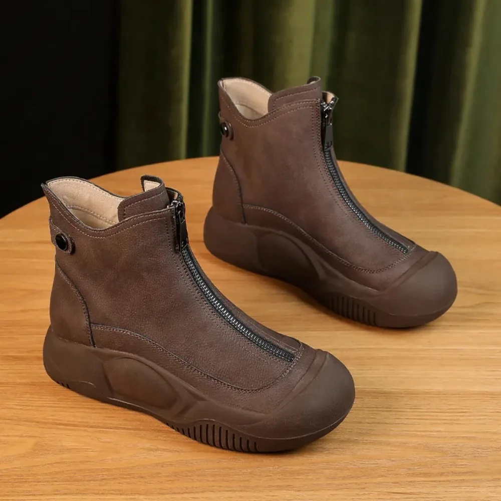 Женские ботинки из натуральной кожи 35-43 цвет черный/коричневый