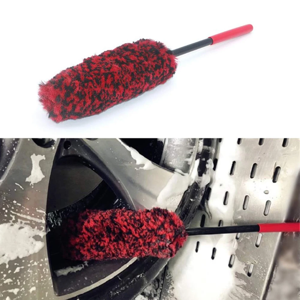 

Auto Car Wheel Hub Cleaning Brush Flexible Long Handle Premium Wool Car Rim Brushes Soft Fiber Car Tire Cleaning Brush