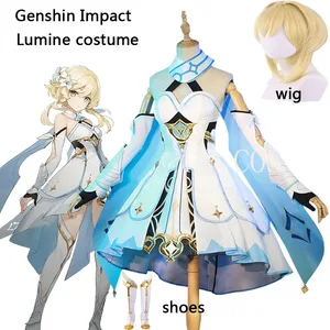 Genshin Impact  Lumine Cosplay Costumes  Halloween Party Game Clothes for Women Girls Cute Suit Wig 