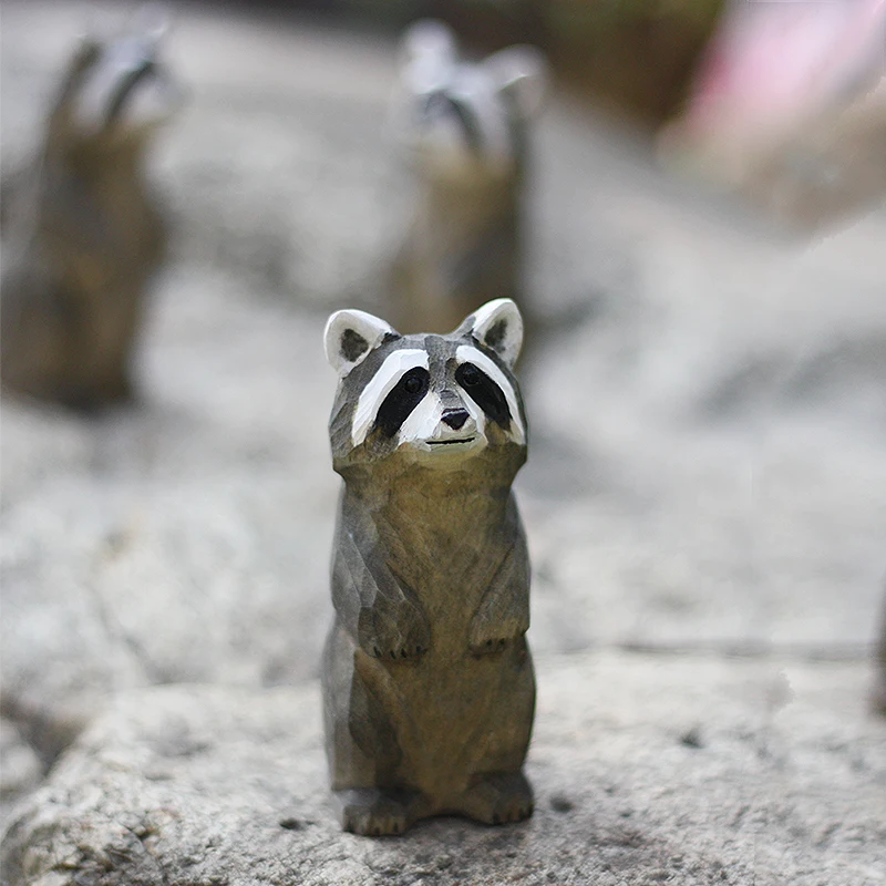 Деревянное украшение в виде маленького енота статуя ручной работы украшения