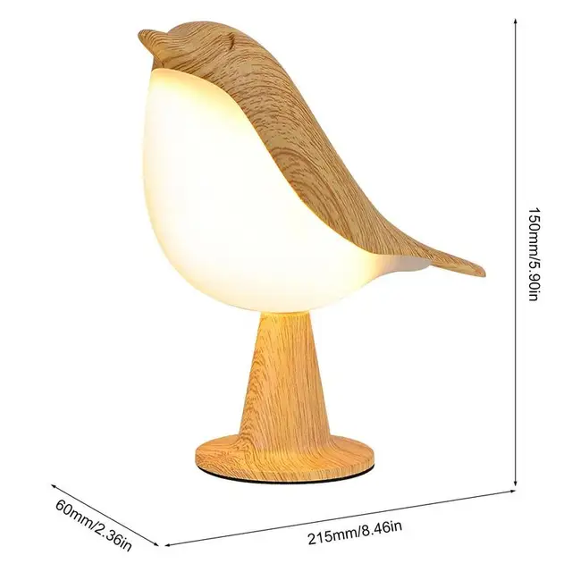 Magpie Led Bedside Lamp Creative Touch Switch Wooden Bird Recharge Night Lights Bedroom Table Reading Lamp 6