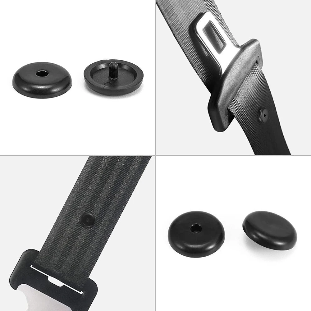 

100% Brand New Button Clip Plastic Seat Belt Universal 4 Pcs Black High-quality Materials Fit Stopper Kit Black