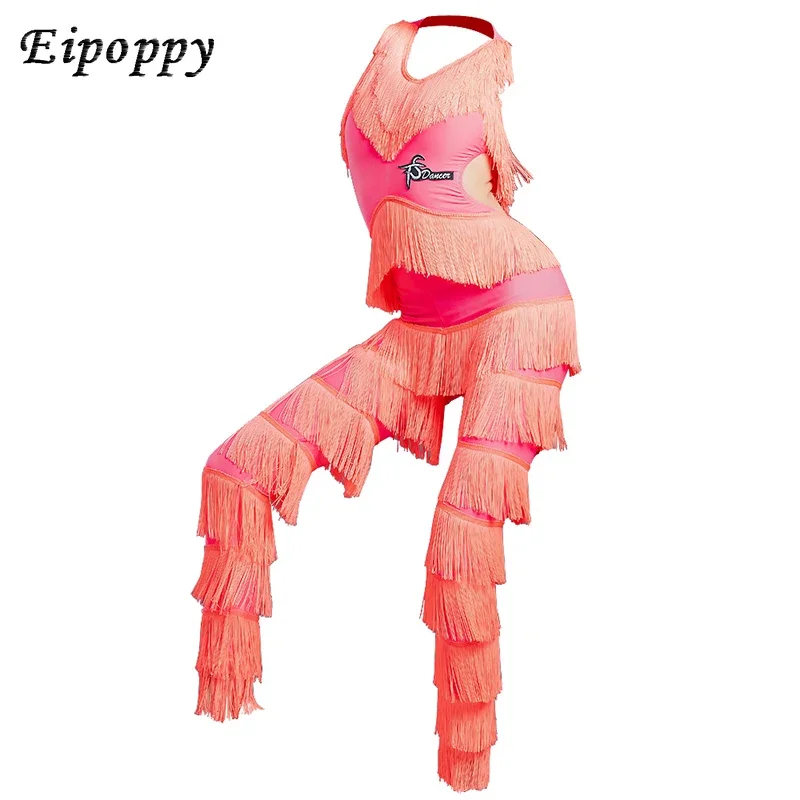 Женское платье для латиноамериканских танцев комбинезон с бахромой и кисточками