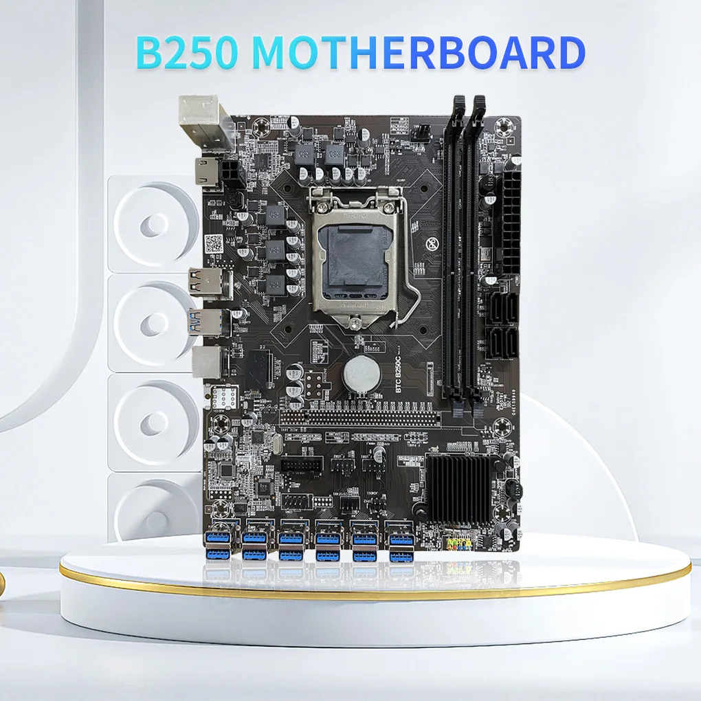

B250c btc Mining Motherboard 12XPCIE to USB3.0 Graphics Card Slot LGA1151 RJ45 PCB Circuitboard Desktop PC Accessory