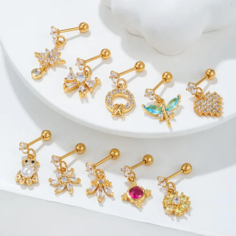 

Stud Earrings for Women, Cute Owl Star Shaped Stainless Steel Piercing Earrings Cubic Zirconia CZ Stud Earrings, 20G EGD1128