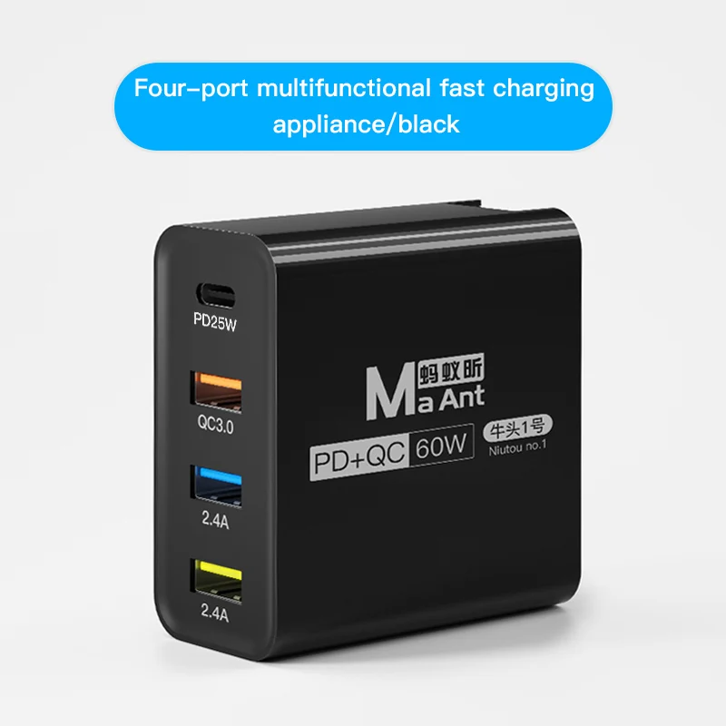 

60W MaAnt Niutou No1 Fast Charger 4 Port USB PD25W QC3.0 iCharge 6 Safety Protection Power Bank Supply For iPhone 14 iPad AU EU