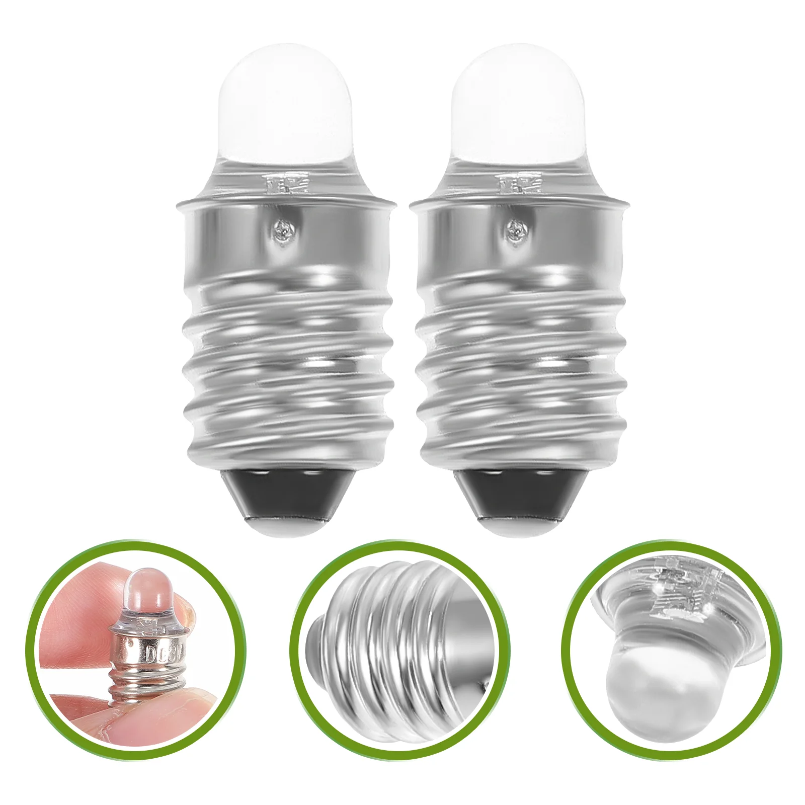 

2 Pcs Tiny Flashlight 3v Bulb Small Bulbs Screw Base Glass Replacement E10 Mini Student