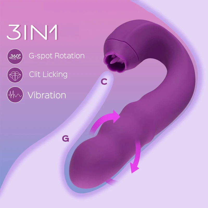 

Vaginal Vibrating Sex Toys Vibrator for Women Clitoral Licking Rotating G Spot 3 In 1 Tongue Dildo Stimulator Juguetes Sexuales