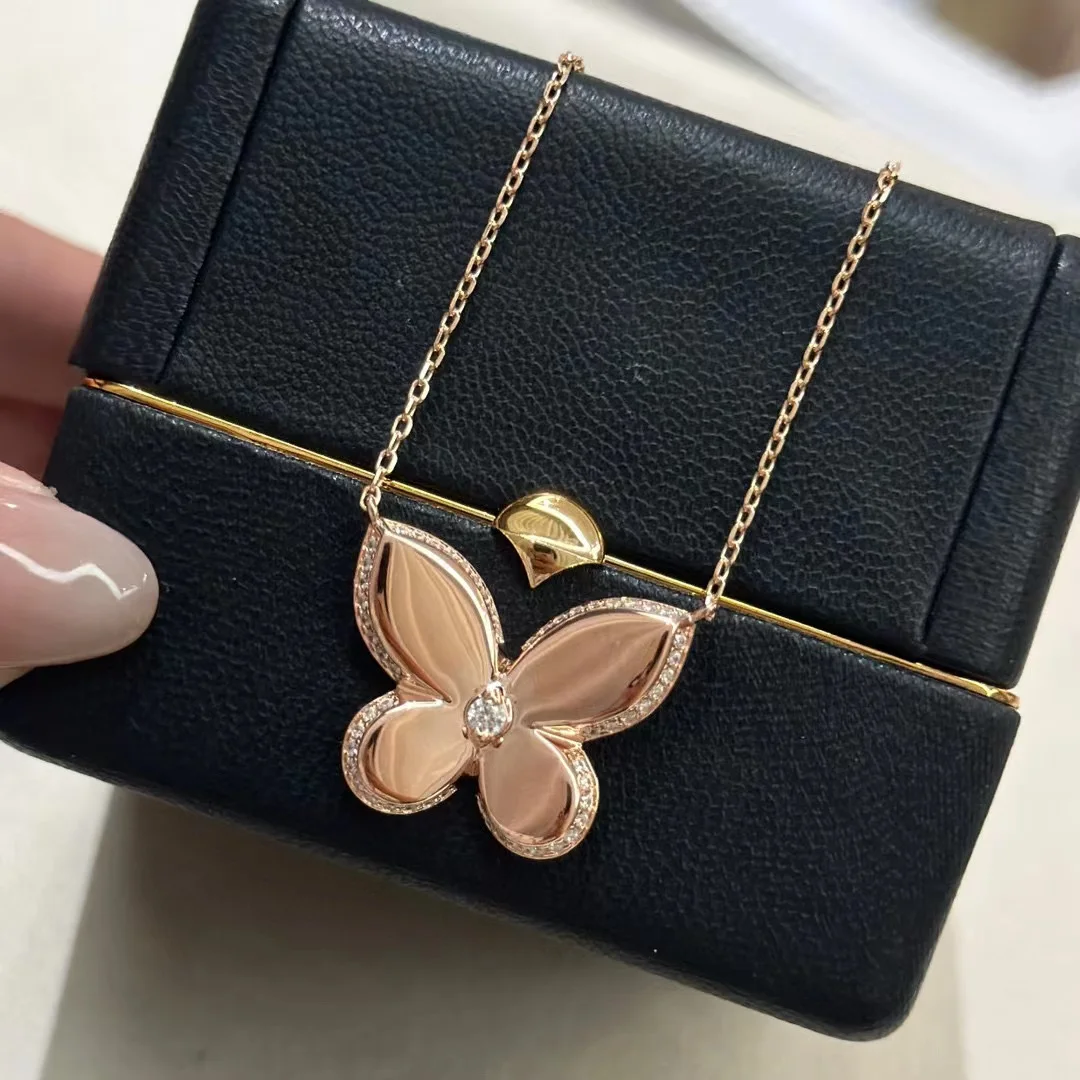 

Новинка 2023, тренд, классическое высококачественное ожерелье известного бренда, роскошные ювелирные изделия, ожерелья для женщин 3A CZ, чистое серебро 925 пробы, очаровательные бабочки