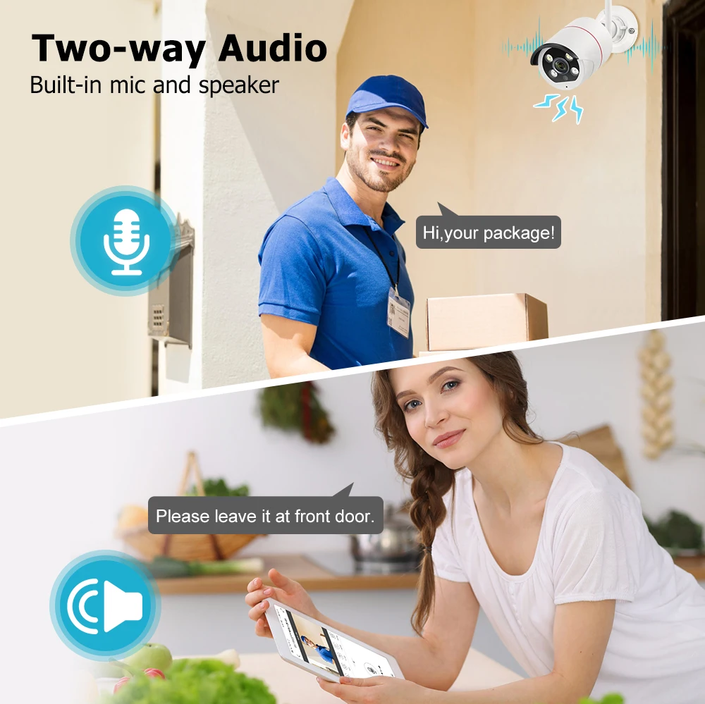 Фото MISECU HD 4CH 5MP Беспроводная камера безопасности Обнаружение лиц IP66 WIFI Камера видеонаблюдения H.265 P2P №2