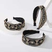 new style french knotted embroidery headband women vintage simple headband lace sequins hair band accessories for women tiara