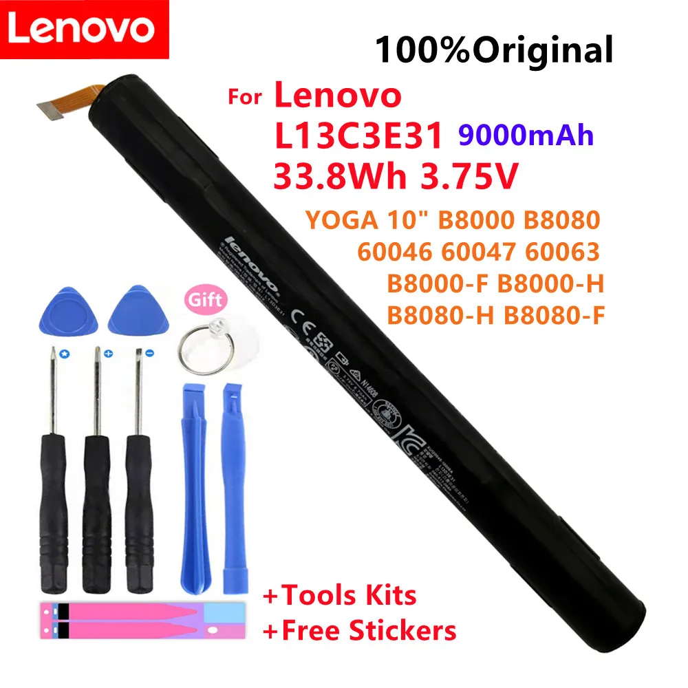 

Original Tablet Battery for LENOVO YOGA 10" Tablet B8000 B8080 L13D3E31 L13C3E31 B8000-F B8000-H B8080-H B8080-F 3.75V 9000MAH