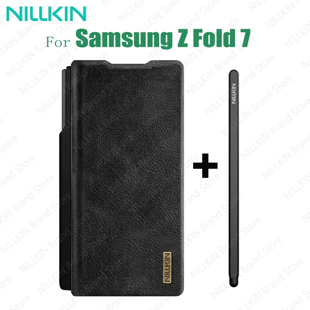 Фото Для Samsung Galaxy Z Fold 7, флип-чехол Nillkin QIN Pro, кожаный чехол, слайд-камера, чехол-книжка для Samsung Z Fold7 со стилусом №1