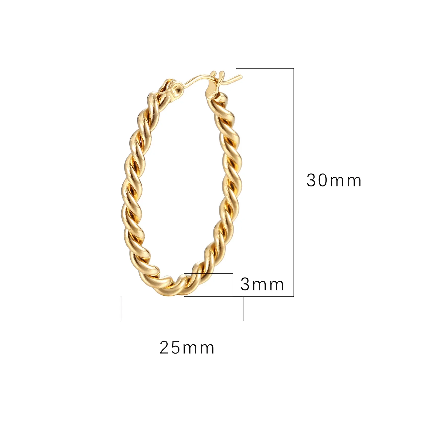 Flyfyp Позолоченные шикарные водонепроницаемые серьги-кольца из нержавеющей стали