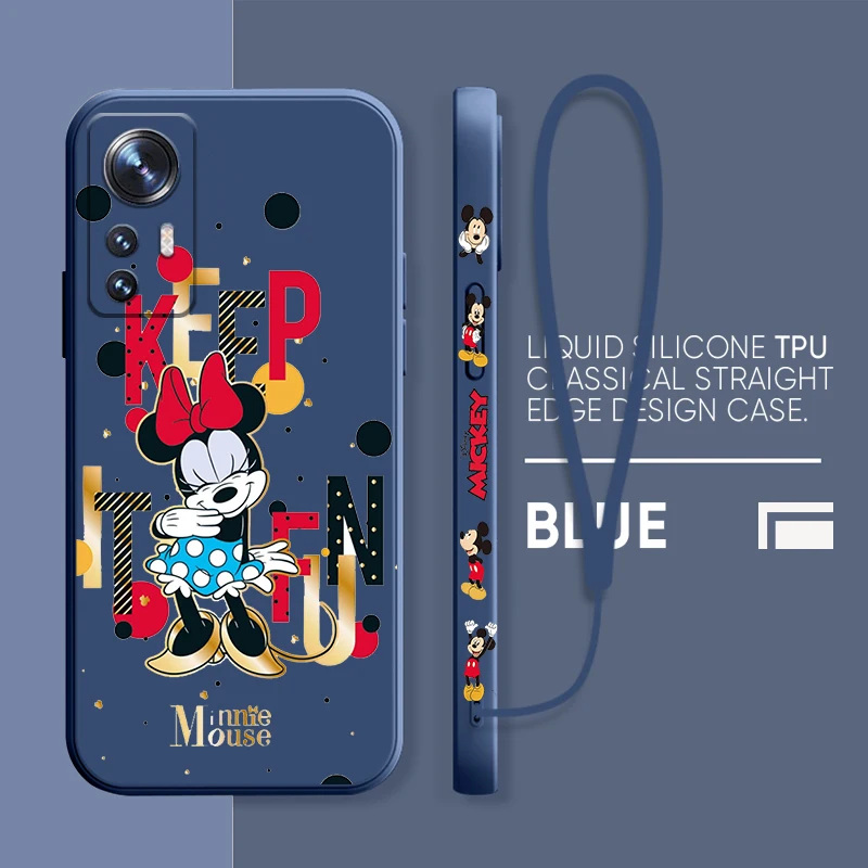 

Minnie Mouse Cute Anime Phone Case For Xiaomi Mi 12 11 11T 10 10T 9 9SE Lite Pro Ultra A3 Liquid Left Rope Candy Cover Fundas