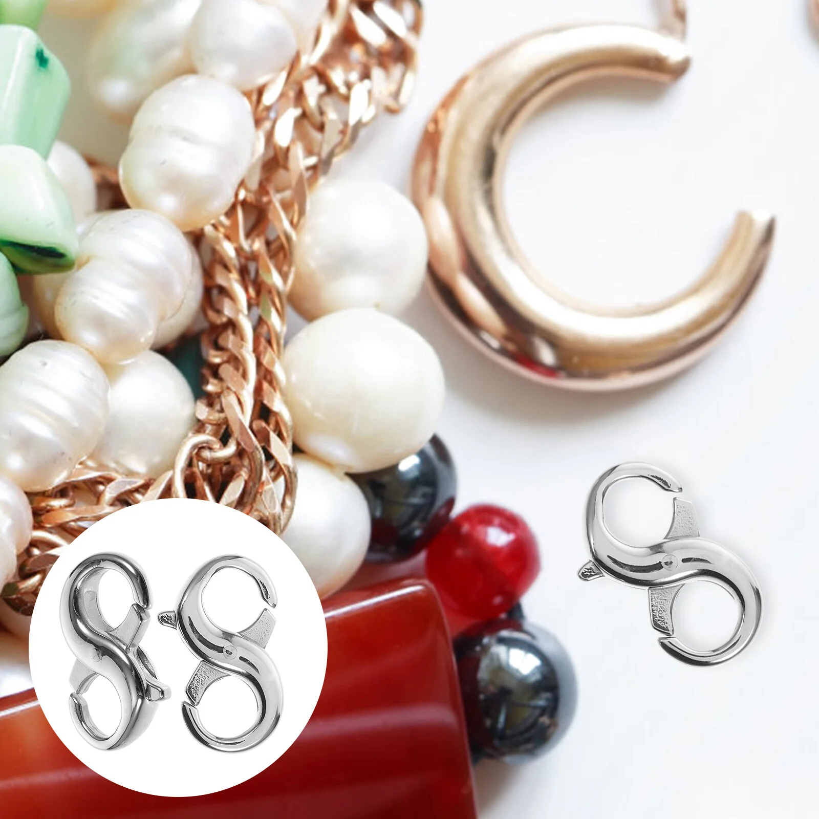 

Комплект ювелирных изделий, браслет, соединительное кольцо, аксессуары для рукоделия, детали, кольца, поставка, застежки с карабином, нержавеющая сталь