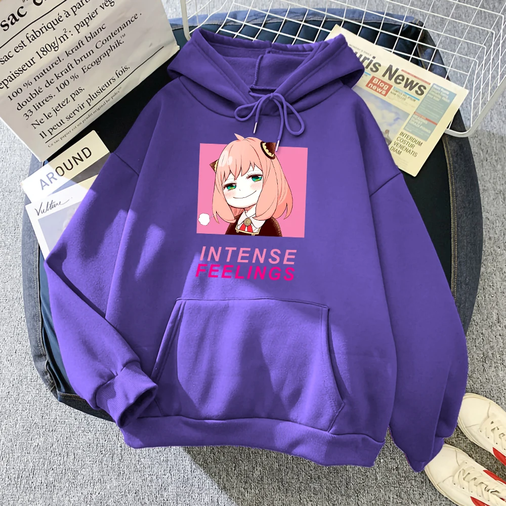 

Family Intense Feelings Spy X Family Anya Men Hoodies Cartoons Clothing Casual Oversized Tops Fleece Pocket Pullover Man Hoodie