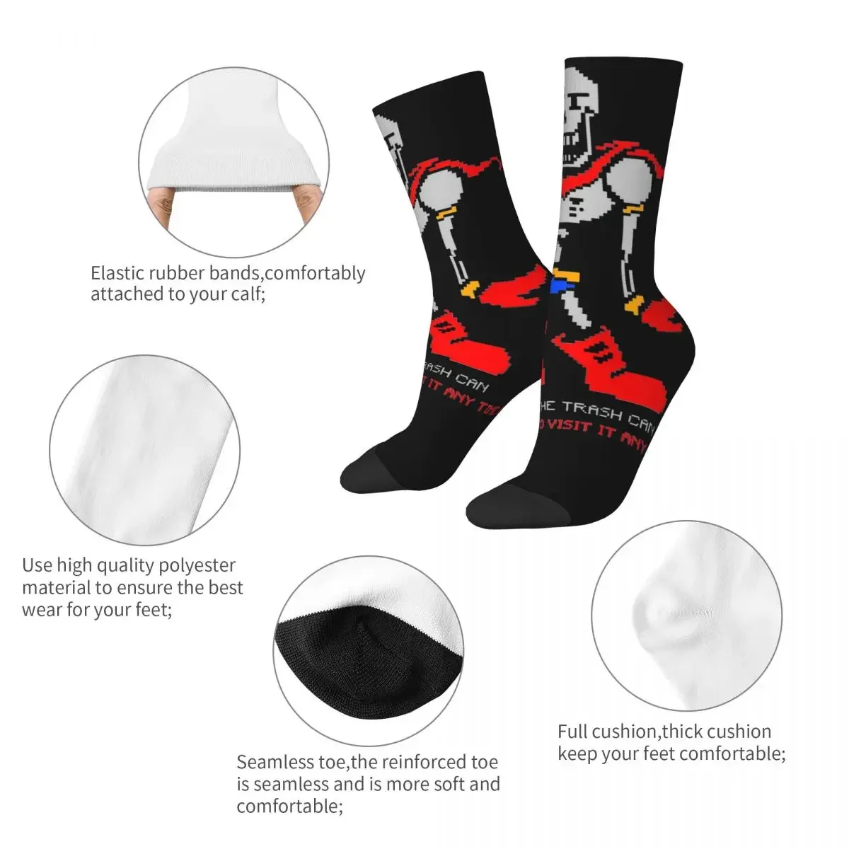 Забавные счастливые мужские Компрессионные носки Papyrus That's The bin Can Ретро Undertale