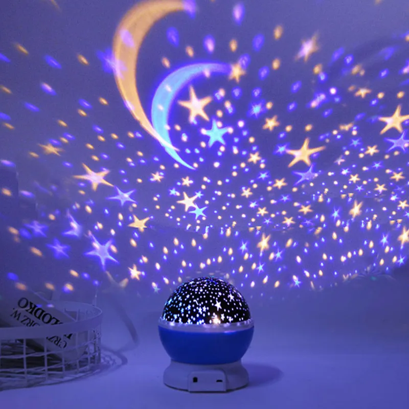 Star Projector Lamp LED Night Light Children Bedroom Baby Lamp Decor Rotating Starry Nursery Moon Galaxy Projector Table Lamp