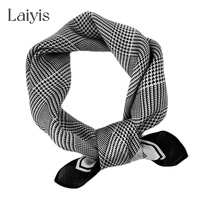 2022 accessories 100 silk square scarf women plaid neck scarves hair band wraps foulard lady luxury neckerchief bandana