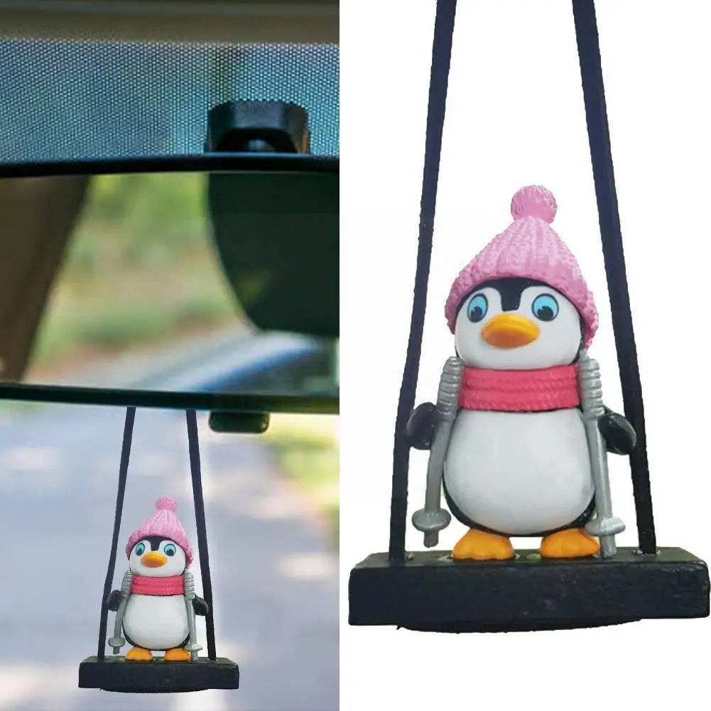 

Swing Penguin Car Pendant Gentleman Penguin Auto Rearview Accessories Decoration Toys Mirror Car Animal Interior Q1m1