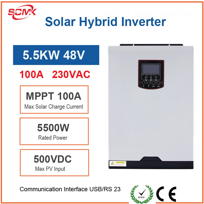 

Инвертор 24 В, 48 В, 220 В, 240 в, гибридный солнечный инвертор, 5500 Вт, система контроля Mppt за пределами сети