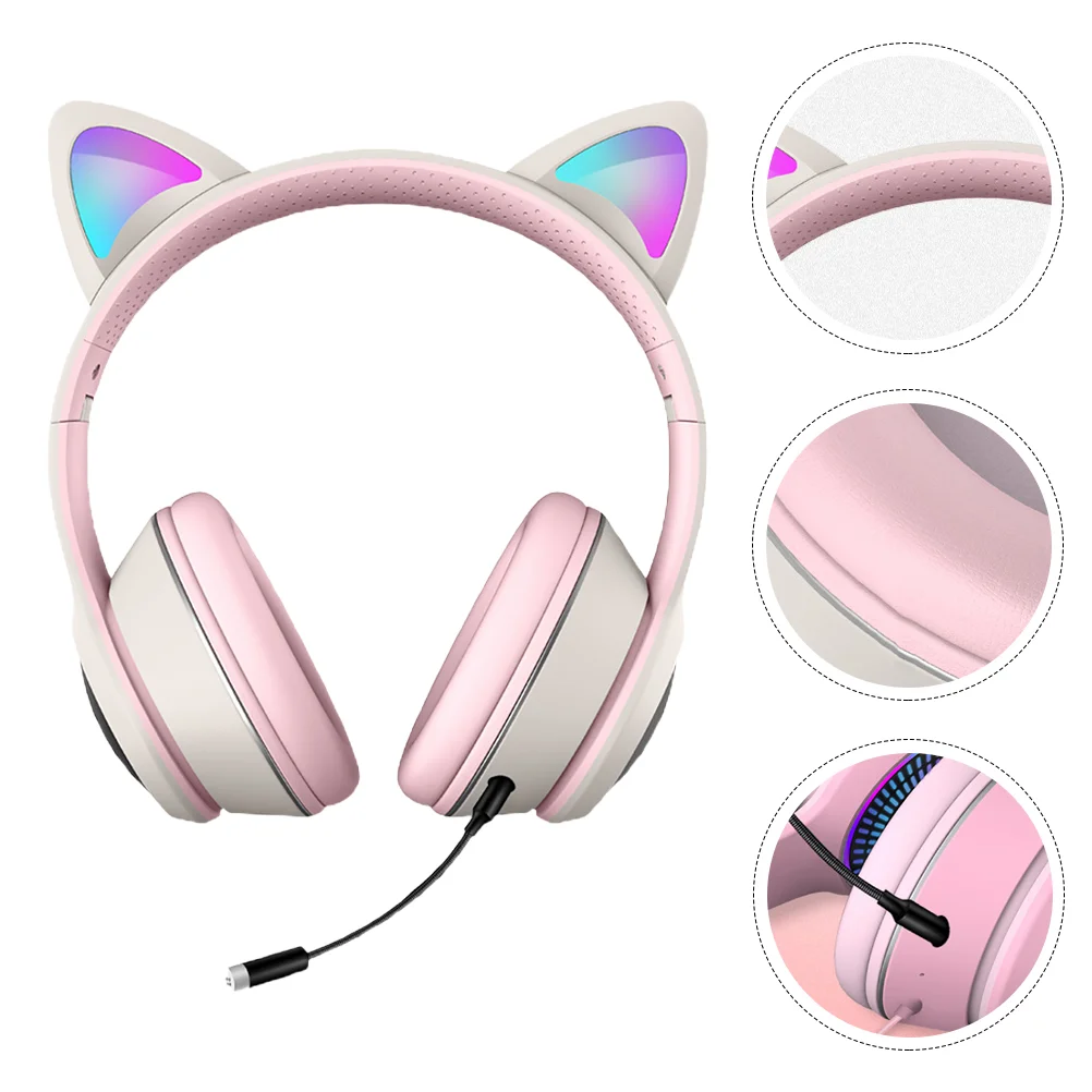

Luminous Cat Headset Wired PC Headset Cat Ear Headphones Earphone Gaming Headset Abs Computer Headset