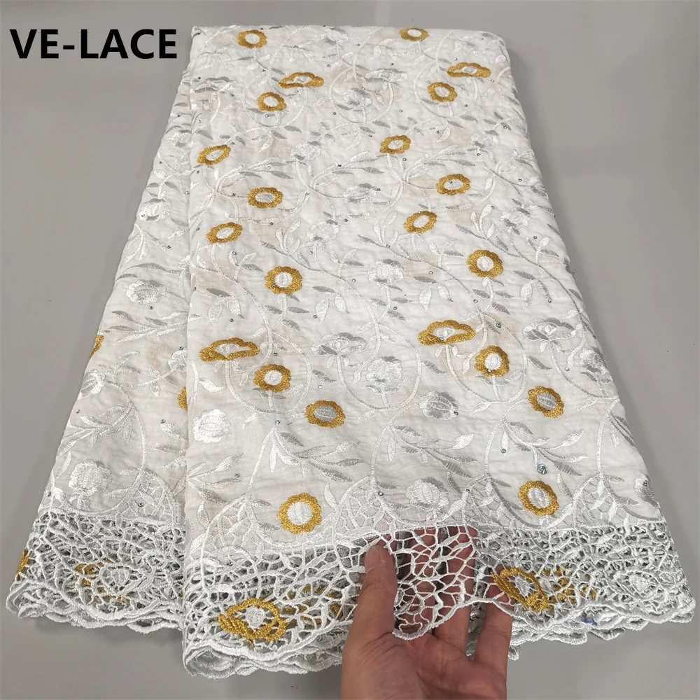 

Ткань из Дубая 100% хлопок, вуаль, кружево, швейцарская ткань 2023, Высококачественная африканская кружевная ткань, швейцарская вуаль, кружево в Швейцарии, 5 ярдов YC