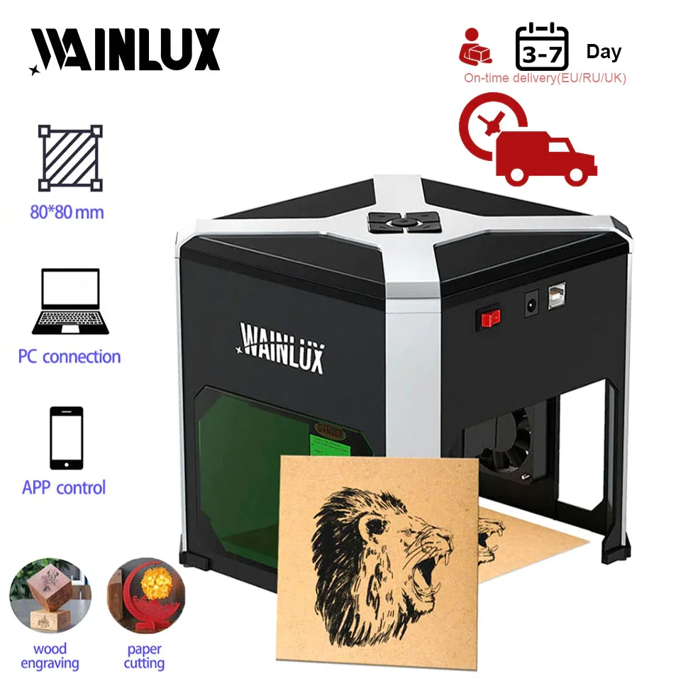 Wainlux Laser Engraver K6 3000mw CNC Bluetoot Mini Laser Engraving Machine DIY Logo Mark Printer Cutter Woodworking Wood Plastic