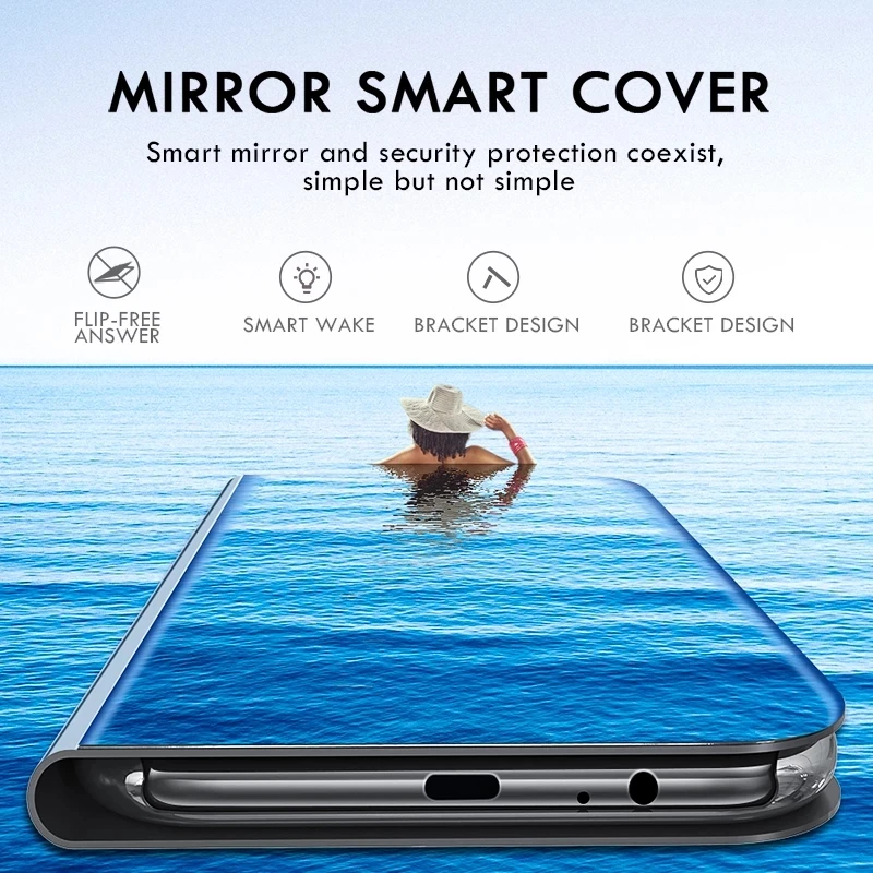 smart mirror flip phone case for xiaomi redmi note 11 10 9 8 8t 9t 6 9c 8 8a 9a 7a mi 11 10t pro lite poco x3 nfc m3 cover coque free global shipping