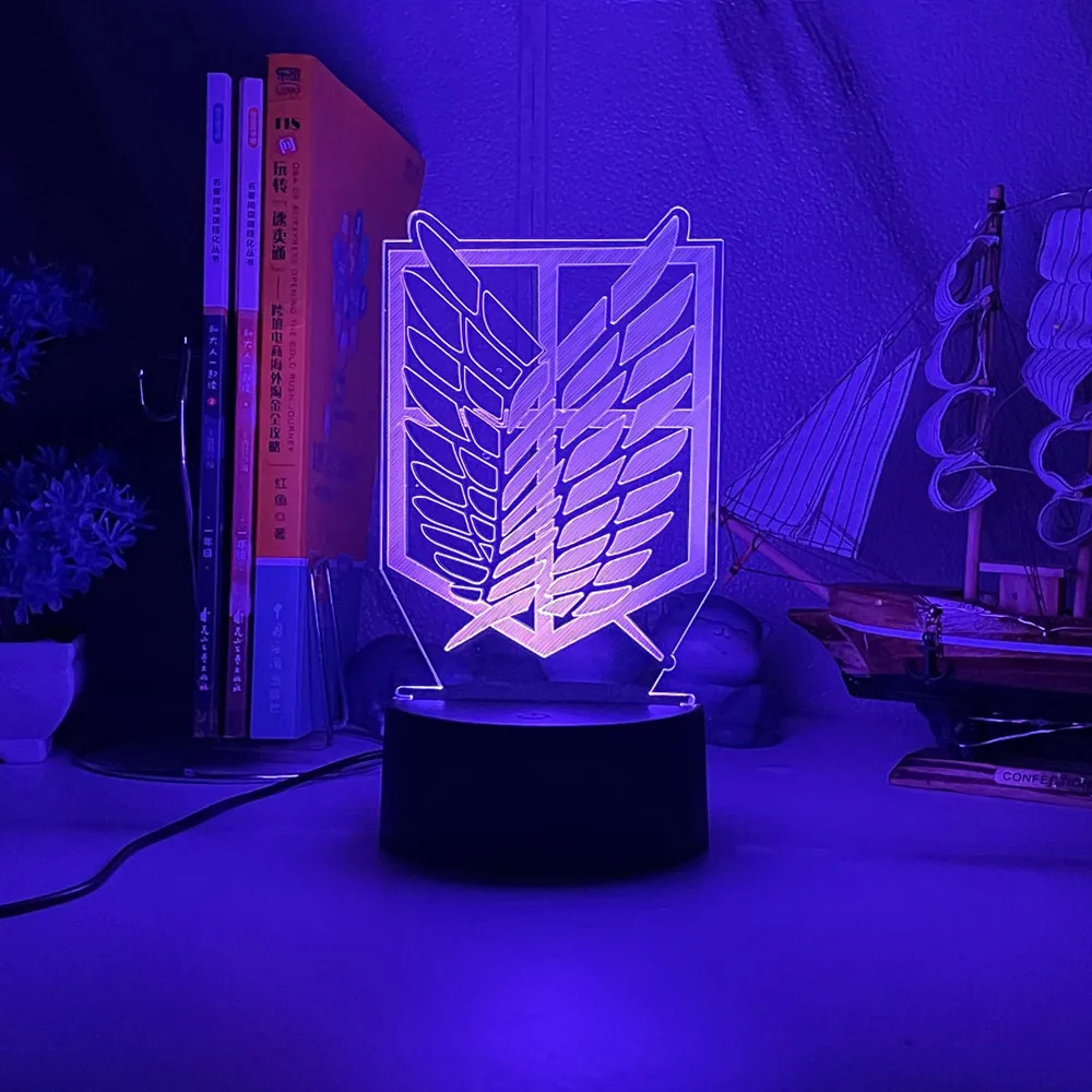 Ataque em Titan Asas da Liberdade Candeeiros de Mesa Anime Lâmpadas Cores Mudando Crianças Quarto Decoração Led Night Light Presente Dropshipping 3d 7