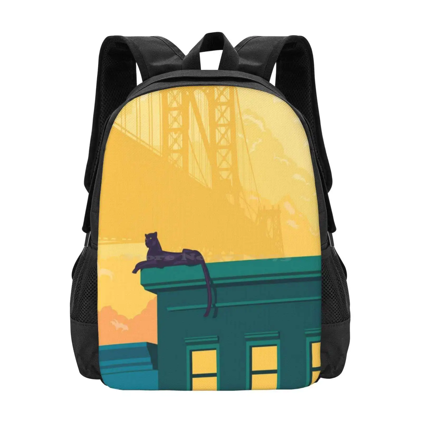Urban Pattern Design Bag Student'S Backpack Animal New York Manhattan Bridge City