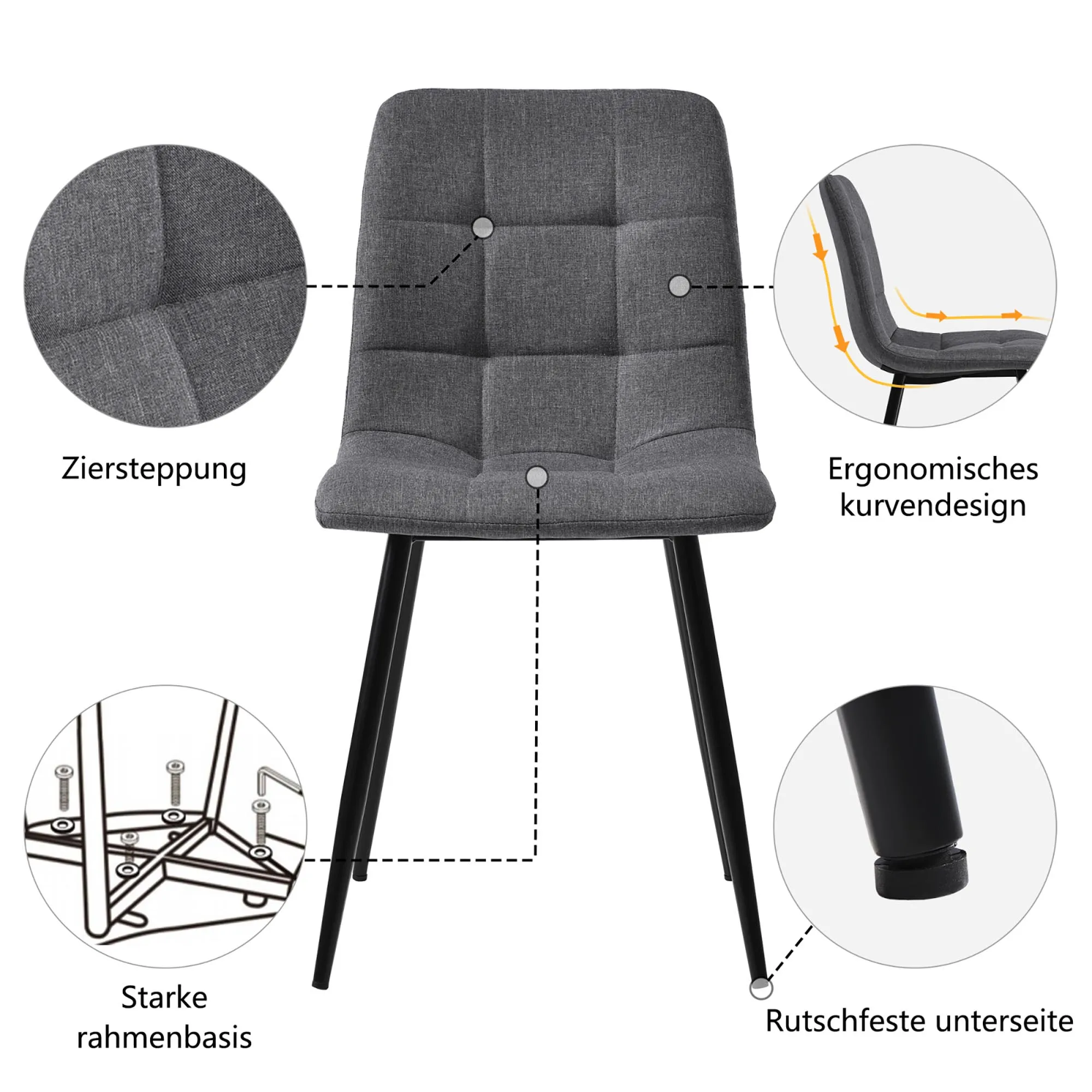 Набор из 4-х обеденных стульев дышащая мягкая бархатная спинка и сиденье стул с