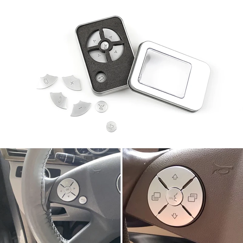ABS хромированный автомобильный Стайлинг наклейки на кнопки руль накладка для