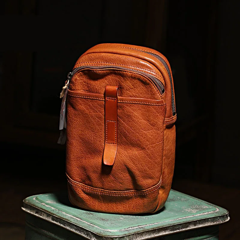 

AETOO Imported head layer soft cowhide men's chest bag retro leather crossbody bag tide ipad bag summer carry-on sports bag