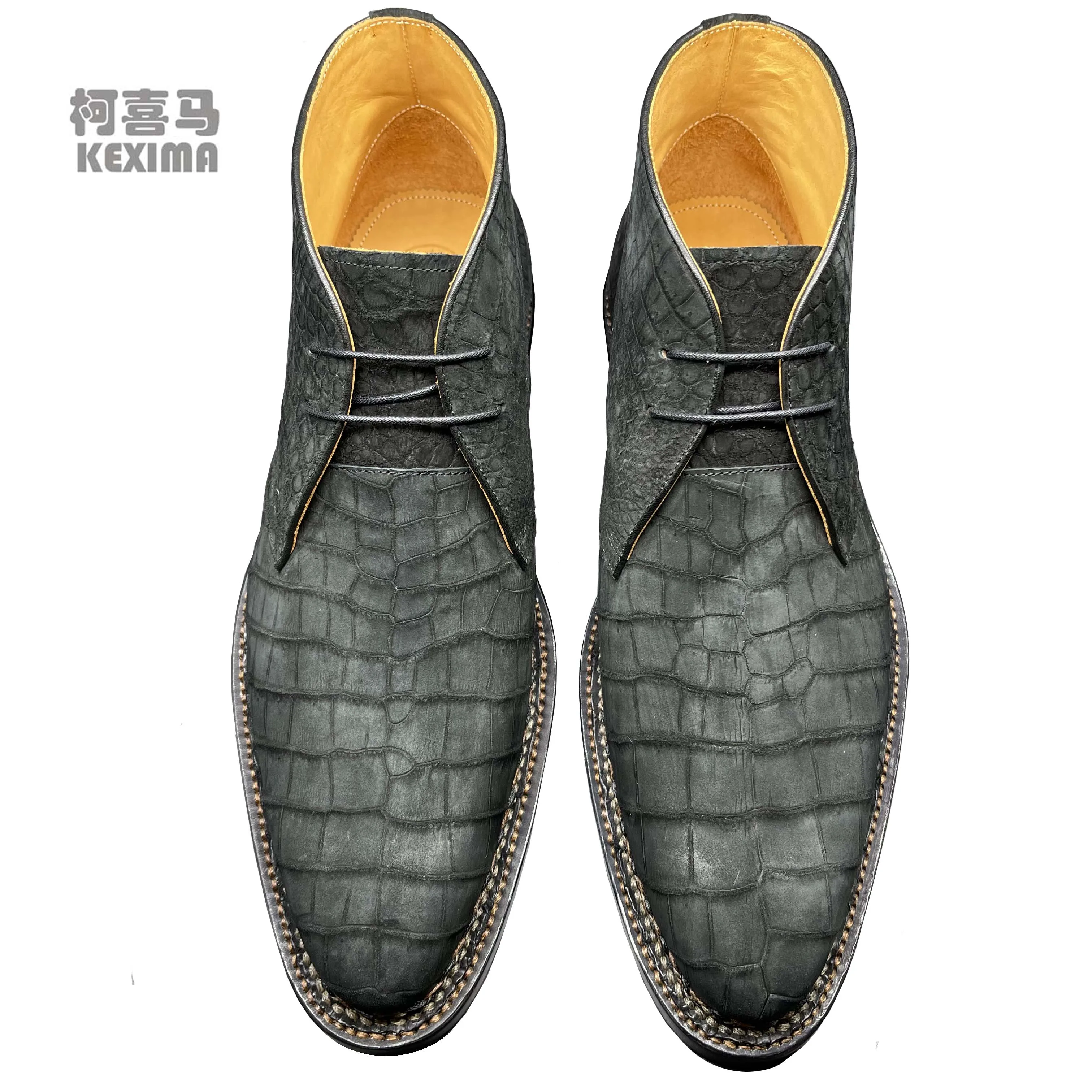 

chue 2022 new arrival men crocodile boots men crocodile shoes dull polish crocodile skin male boots
