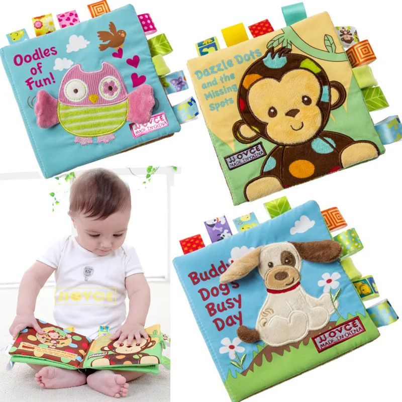 

0-12 Month 4 Pages Baby Early Educational Toy Embroidery Soft Cloth Book Stroller Rattle Toys For Newborn Baby