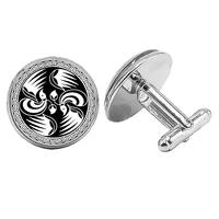 2019 new classic black and white cat badge cufflinks gothic glass cabochon mens cufflinks to send mens gift jewelry