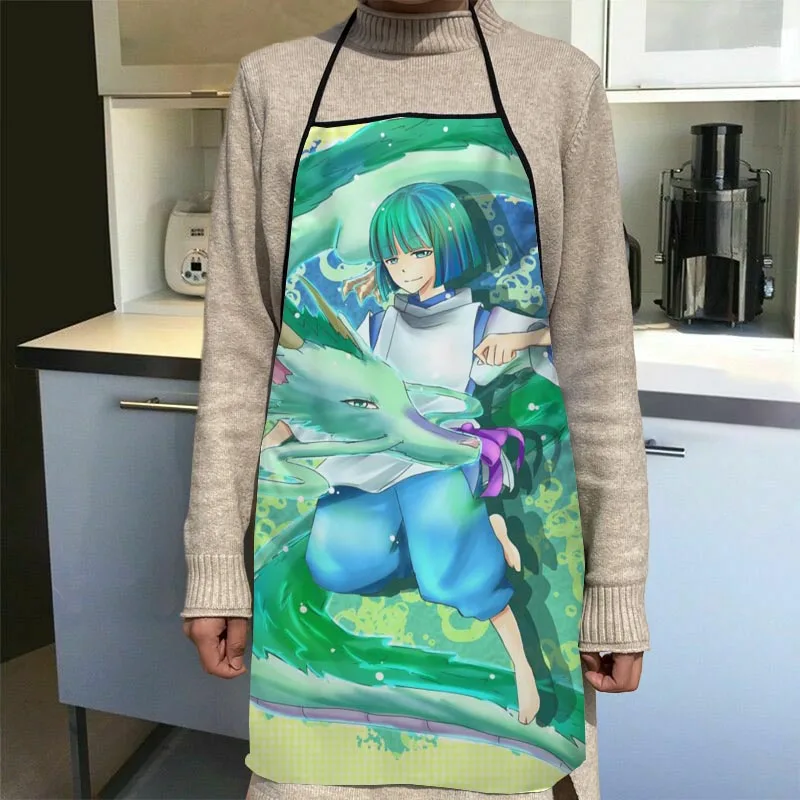 

New Spirited Away Apron Kitchen Aprons For Women Oxford Fabric Cleaning Pinafore Home Cooking Accessories Apron 0104