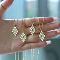 new arrival vintage opal stone choker necklaces fashion micro inlaid zircon geometry pendant copper gold plated necklace jewelry