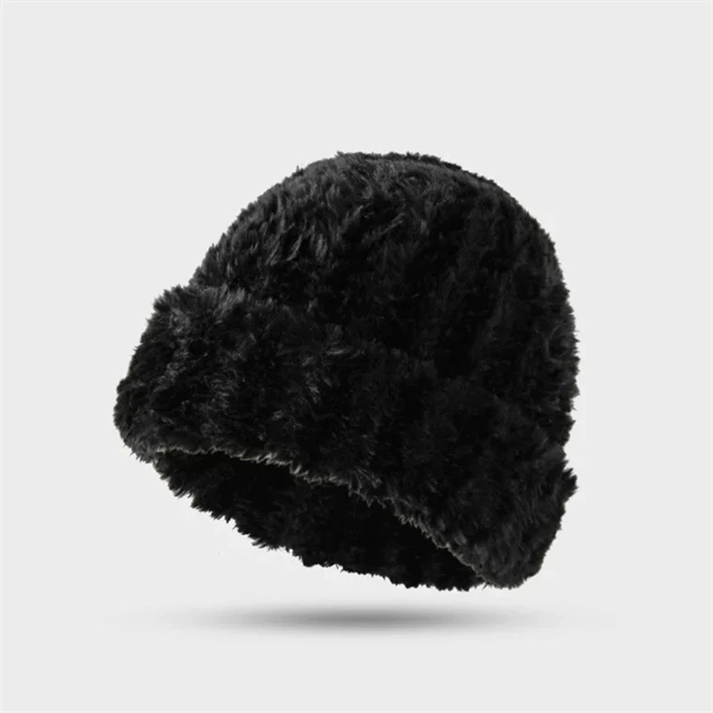 Зимняя пушистая меховая шапка для женщин корейская модная мягкая плюшевая